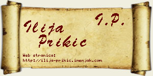 Ilija Prikić vizit kartica